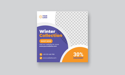 Winter sale social media post & banner template. winter collection social banner, winter offer banner.