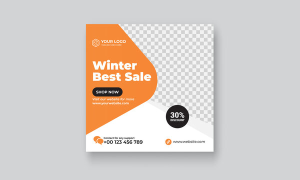 Winter Sale Social Media Post & Banner Template. Winter Collection Social Banner, Winter Offer Banner.