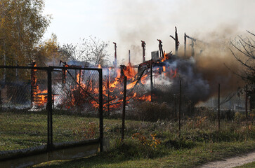 Fire in a country house