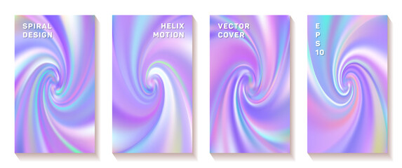 Gradient spiral rotation cover page templates set.