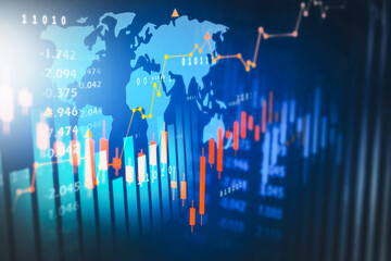 Diagram and world map background