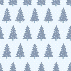 Fototapeta premium Christmas tree seamless pattern. For wrapping paper and fabric print, greeting card, social media wallpaper. Happy New Year and Merry Christmas. Vector stock illustration.