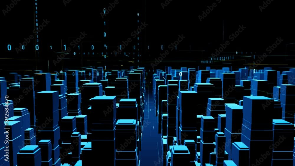 Aufkleber Binary code in cyberspace. Digital transformation concept. 3D rendering.