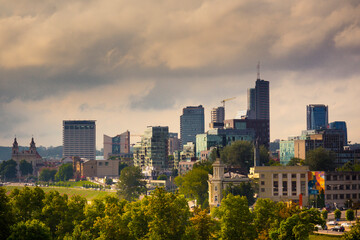 Obraz premium Aerial view on Vilnius, the capital city of Lithuania.