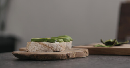 sandwiches with avocado and cream cheese from olive board