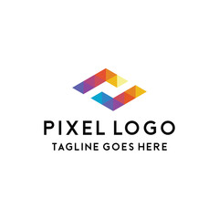 Colorful Digital Pixel Logo design Vector