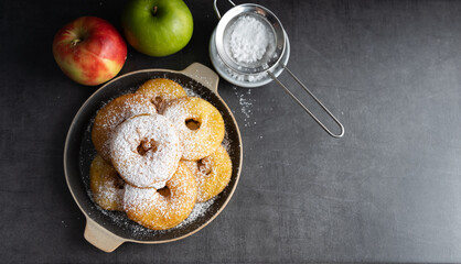 Homemade apple fritters made with organic ingredients