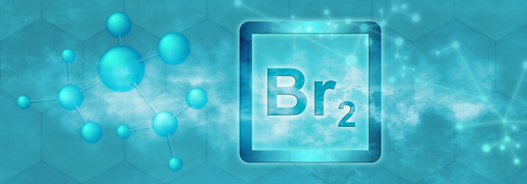 Br2 symbol. Bromine molecule