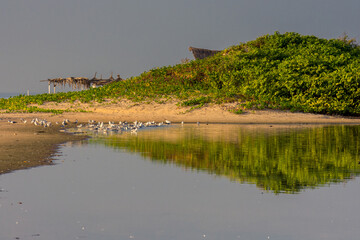 Reflejo en una laguna de la playa de la ciudad de Kafountine, en la costa del Senegal