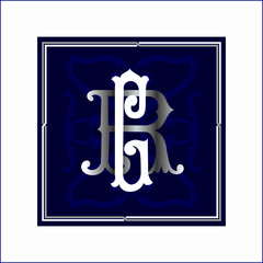 Luxury Logo set with Flourishes Calligraphic Monogram design for Premium brand identity. white and silver Letter on blue
background Royal Calligraphic Beautiful Logo. Vintage Drawn Emblem