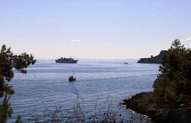 Insel Vido einfahrende F&auml;hre nach Korfu