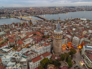 aerial galata tower in istanbul