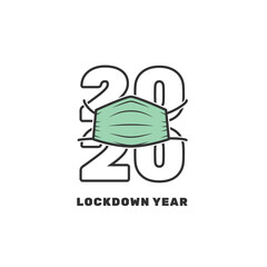 2020 year of the lockdown wearing a mask. Editable strokes.