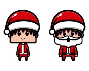 Cute boy wearing santa claus costume. Illustration vector