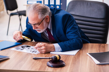 Experienced male judge sitting in the office