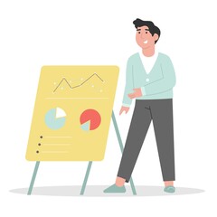 Mentor presenting charts at business conference