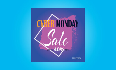 Offer for Cyber Monday Shopping day sales Social media design. sale banner template design.