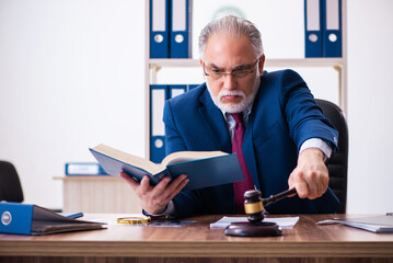 Experienced male judge sitting in the office