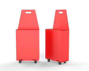 Blank cardboard and Recycled paper  Shopping Cardboard Trolley Bag For Mockup And Branding, 3d render illustration.