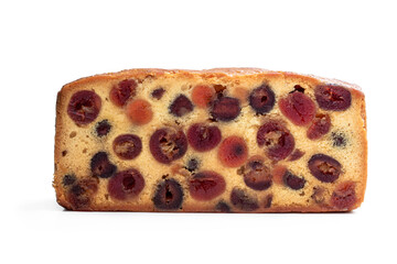Cherry Madeira cake isolated on white background