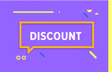 DISCOUNT in design banner. vector template for web, print, presentation . Simple banner with minimal phrase. Trendy flat geometric print. Creative vector stock decoration.