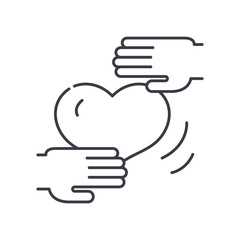 Caring attitude icon, linear isolated illustration, thin line vector, web design sign, outline concept symbol with editable stroke on white background.