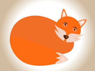 Obraz premium Isolated illustration of the cute red fox looking straight