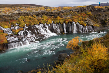 Fototapeta na wymiar Hraunfossar Waterfalls and Hvita River - Iceland