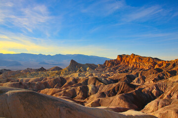 Zabriskie Point lookout over a surreal landscape in Death Valley National Park