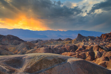 Zabriskie Point lookout over a surreal landscape in Death Valley National Park