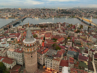Fototapeta na wymiar aerial galata tower in istanbul