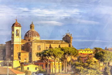 Fototapeta na wymiar Santa Maria della Trinita church colorful painting