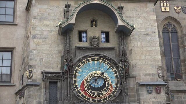 Prague. Czech republic|,November, 18, 2019: The Prague astronomical clock installed in 1410 located, Czech Republic. The third-oldest astronomical clock in the world and the oldest one still working.