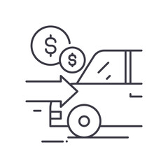 Obraz premium Cash on delivery concept icon, linear isolated illustration, thin line vector, web design sign, outline concept symbol with editable stroke on white background.