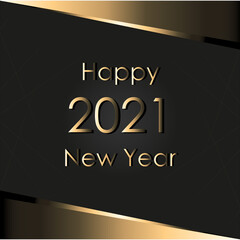 Happy 2021 New Year black with gold