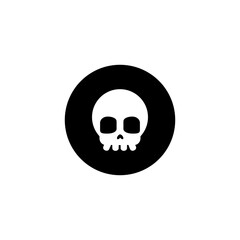 skull icon in black circle isolated on white. Danger sign.