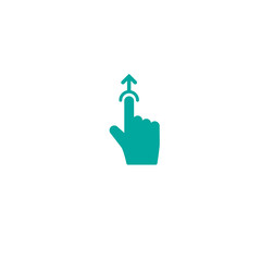 Swipe up or scroll icon. Pointing hand with arrow up.
