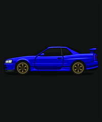 Editable Car Cartoon Vector Illustrated simple side view