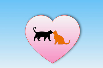 猫とハート.