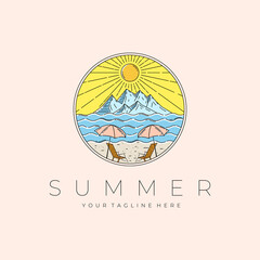 Beach Landscape Logo Vector Illustration Design, Mountain View Landscape Design