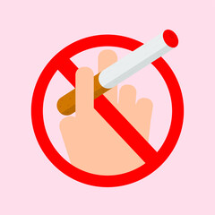 No smoking sign, smoking cigarette, fire hazard risk icon badge