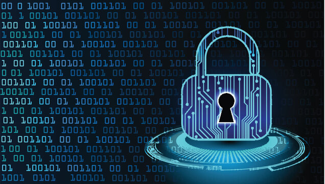 Closed Padlock on digital background, cyber security