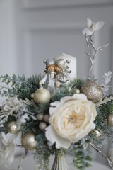 Cristmass decoration with dalls and candle  inside