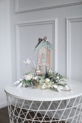 Cristmass decoration  with house on the table