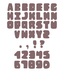 Simple doodled cute english alphabet and numbers