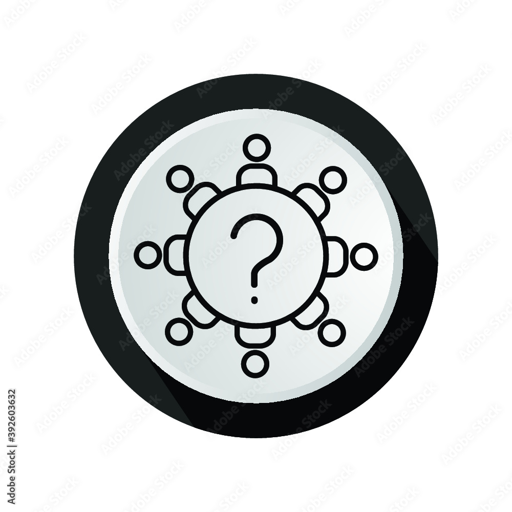 Poster question mark in circle - button isolated on white background