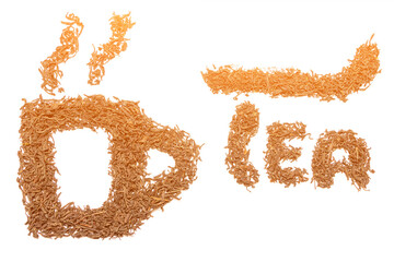 Abstract tea cup made of tea leaves