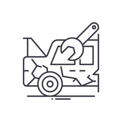 Car body paint repair icon, linear isolated illustration, thin line vector, web design sign, outline concept symbol with editable stroke on white background.