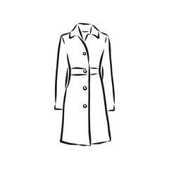 Women's coat, Fashion flat sketch. Technical drawing women's coat, vector sketch illustration