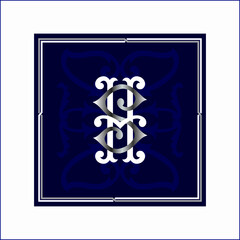 Luxury Logo set with Flourishes Calligraphic Monogram design for Premium brand identity. silver and white Letter on blue
background Royal Calligraphic Beautiful Logo. Vintage Drawn Emblem